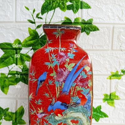 Bình Tứ Giác họa tiết Tứ Quý